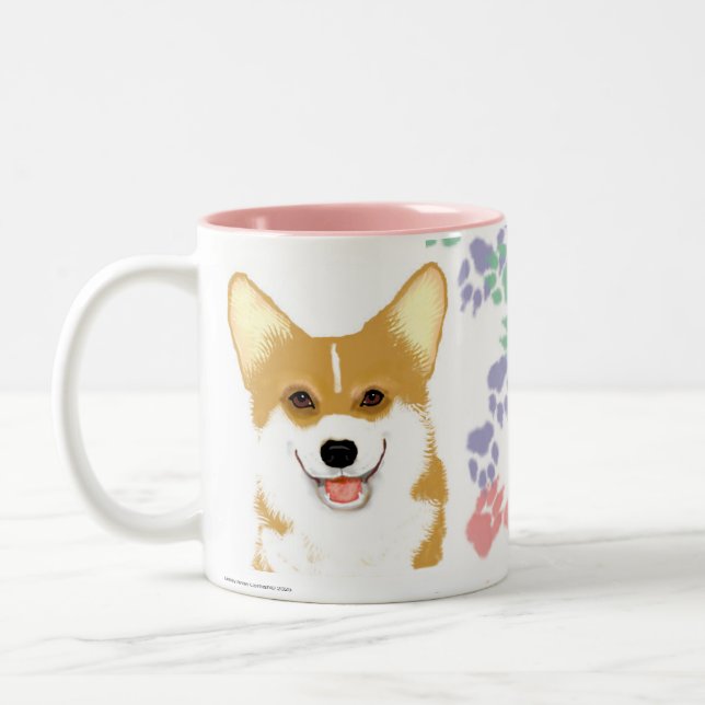 Niedliche Corgi-Tasse Zweifarbige Tasse (Links)