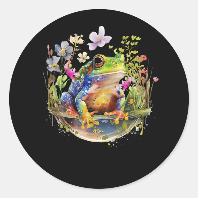 Niedliche Cotattacore Floral Frog ästhetische Girl Runder Aufkleber (Vorderseite)