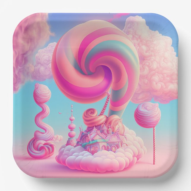 Niedliche Cotton Candy Clouds Papierplatte Pappteller (Vorderseite)
