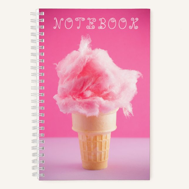 Niedliche Cotton Candy Cone Pink Nachtisch Notizbuch (Vorderseite)