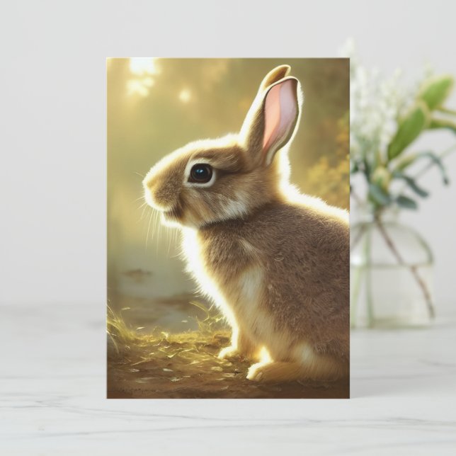 Niedliche Cottontail Wildlife Portrait Card Karte (Stehend Vorderseite)