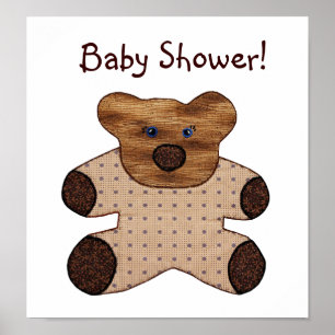 Niedliche Country Style Teddy Bear Baby Dusche Poster