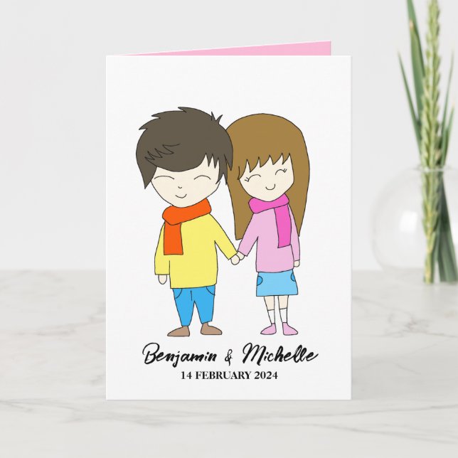 Niedliche Couple Card für Valentine- oder Annivers Ankündigung (Vorderseite)