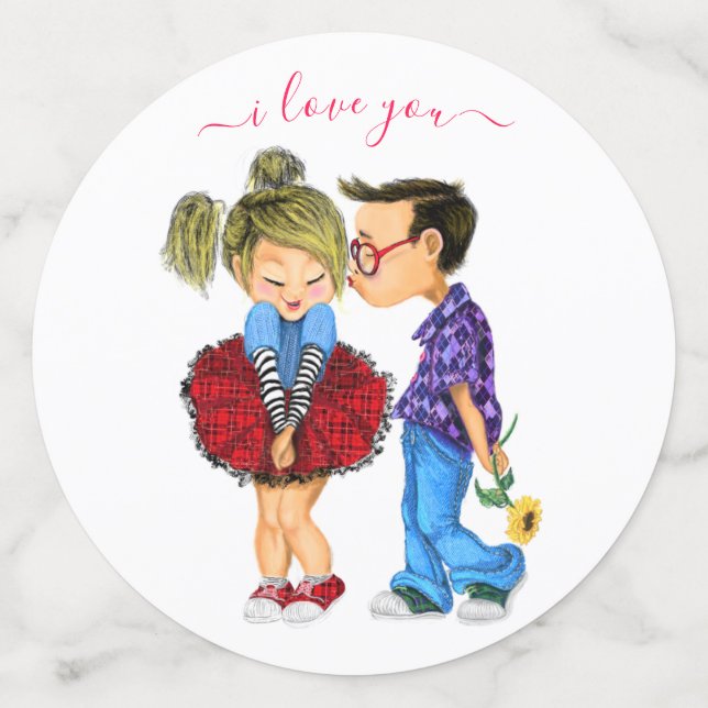 Niedliche Couple Confetti - I Liebe You - Benutzer Konfetti (Groß Rückseite)