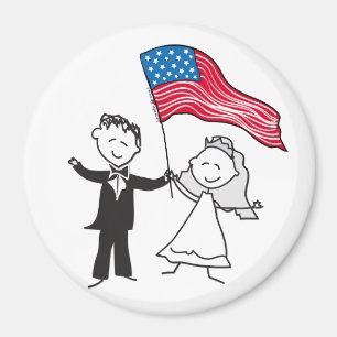 Niedliche Couple Illustration mit amerikanischer F Magnet