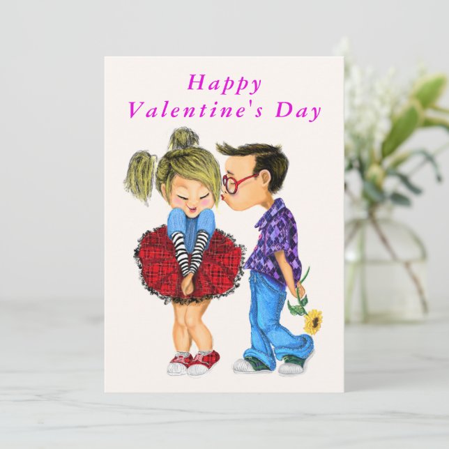 Niedliche Couple Liebe Funny Valentine Day Card (Stehend Vorderseite)