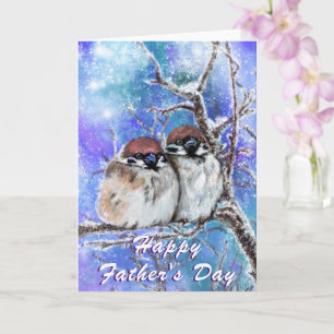 Niedliche Couple Sparrows Vatertag Card Karte