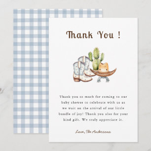 Niedliche Cowboy Boho Baby Dusche Danke Karte