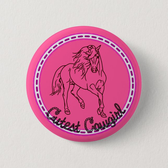 Niedliche Cowgirl Button (Vorderseite)