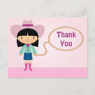 Niedliche Cowgirl Lasso Girl's danke Postcard Postkarte