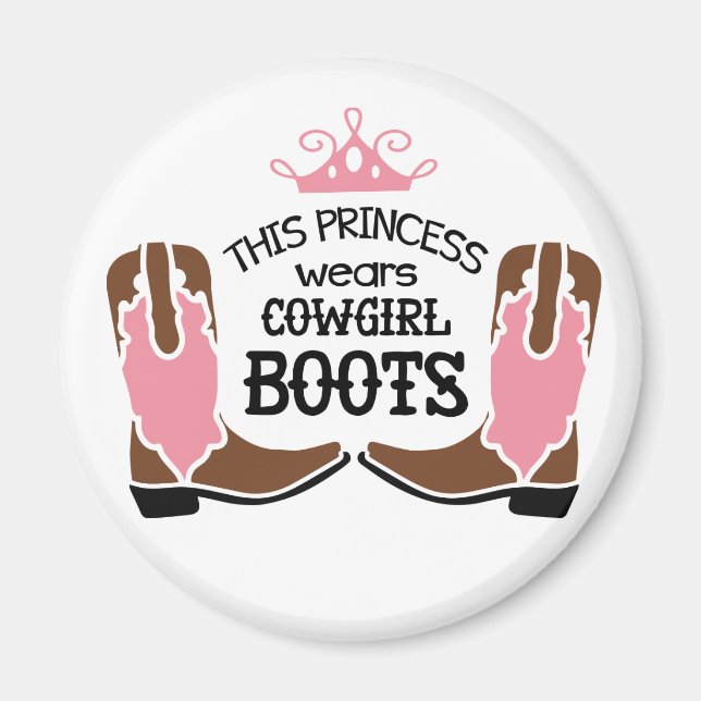 Niedliche Cowgirl Prinzessin Cowboy Boots Pferd We Magnet (Vorne)
