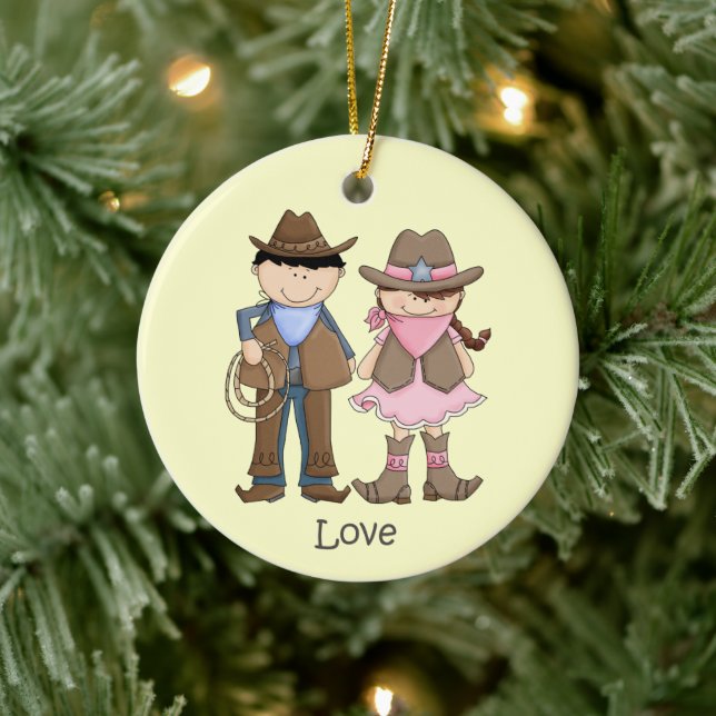 Niedliche Cowgirl und Cowboy Liebe Ornament (Baum)