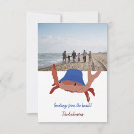 Niedliche Crab Personalisiert Beach Foto Card Karte