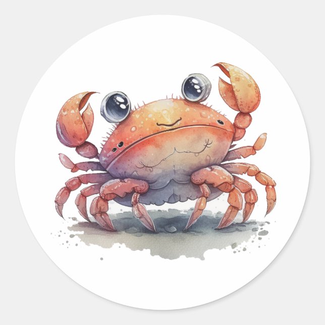 Niedliche Crab Round Stickers (Vorderseite)