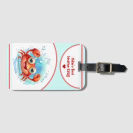 Niedliche Crab Summer Vacation Custom Text Girl Gepäckanhänger