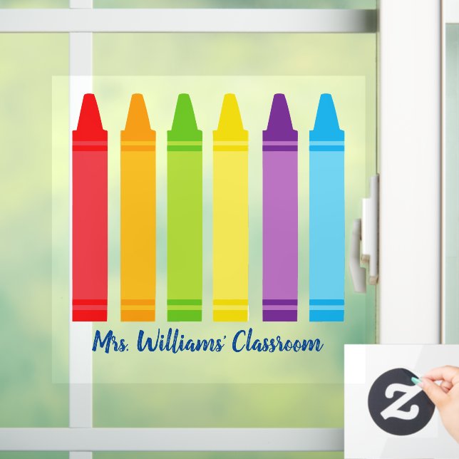 Niedliche Crayon Elementary School Lehrer Custom C Fensteraufkleber (Zuhause)