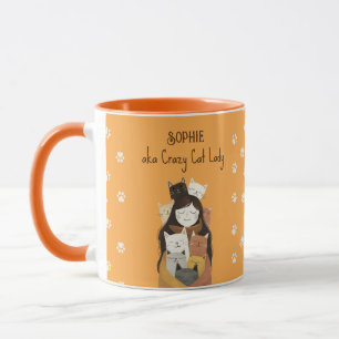 Niedliche Crazy Cat Lady Illustration mit Name Fun Tasse