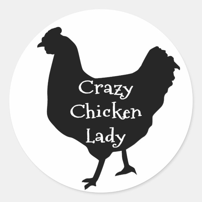 Niedliche Crazy Chicken Lady Silhouette Runder Aufkleber (Vorderseite)