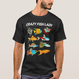 Niedliche Crazy Fish Lady, Fish Mama Aquarium Pet  T-Shirt