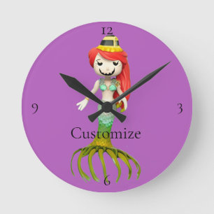 Niedliche Creepy Mermaid Hexe Thunder_Cove Runde Wanduhr