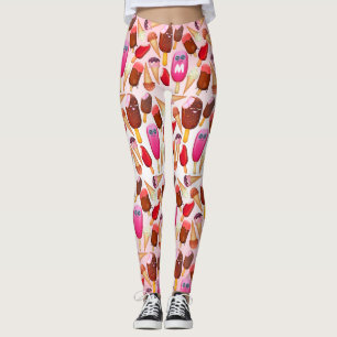 Niedliche Creme-Kon-Population Monogramm-Süßigke Leggings