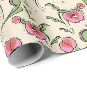Niedliche Creme Venus Flytrap klebt auf Ihrer Lieb Geschenkpapier