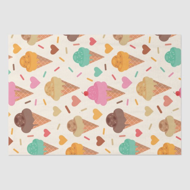 Niedliche Cremefarben mit Herz Seidenpapier (Vorderseite)