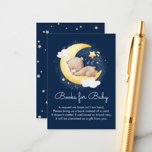 Niedliche Crescent Navy Moon Teddy Bärenbücher für Begleitkarte (Vorderseite/Rückseite Beispiel)