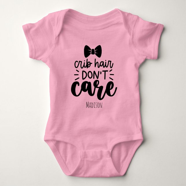 Niedliche Crib Hair Dont Care Personalisiert Baby Strampler (Vorderseite)