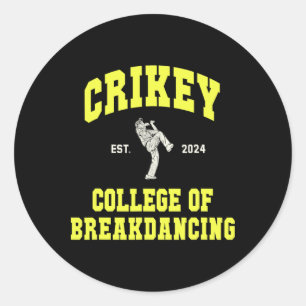 Niedliche Crikey-Uni des Breakdance Dan Runder Aufkleber