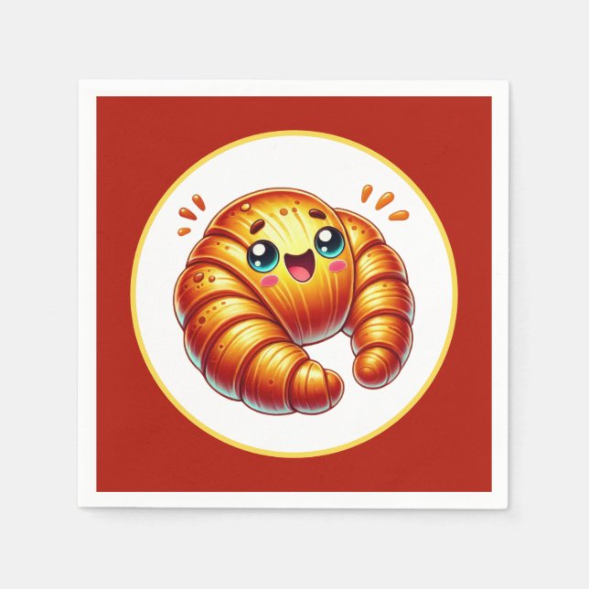 Niedliche Croissants Serviette (Vorderseite)