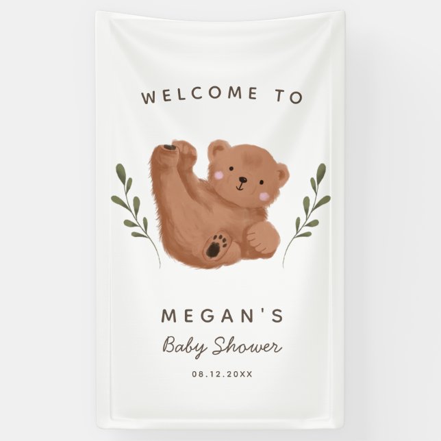 Niedliche Cub Bear Baby Dusche Banner (Vertikal)