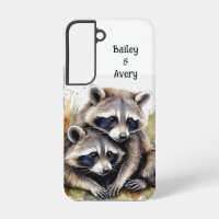 Niedliche Cuddling-Raccoons mit zwei Lieben Tiere
