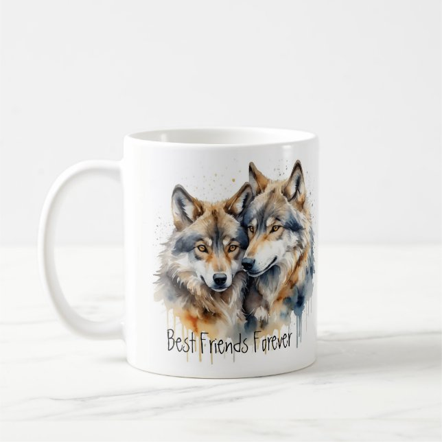 Niedliche Cuddling Wolves Die besten Freunde für i Kaffeetasse (Links)