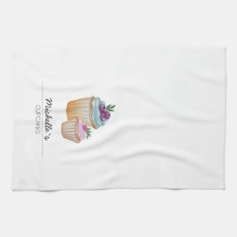 Niedliche Cup Cakes und Obst Aquarell Geschirrtuch