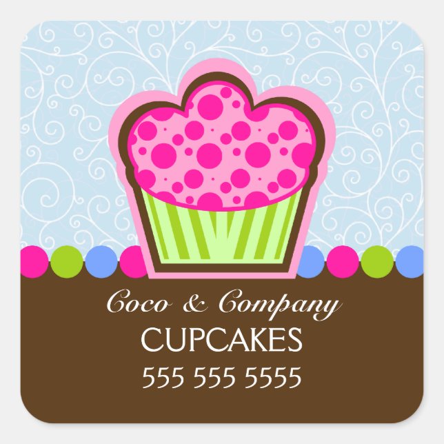 Niedliche Cupcake Bäckerei Blue Stickers (Vorderseite)