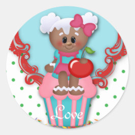 Niedliche Cupcake Bäckerei Liebe Kinderdusche Kind Runder Aufkleber