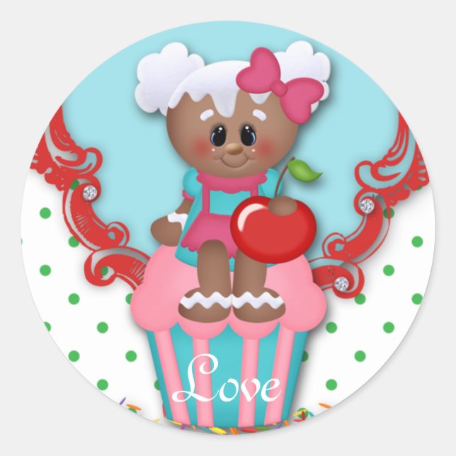 Niedliche Cupcake Bäckerei Liebe Kinderdusche Kind Runder Aufkleber (Vorderseite)