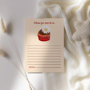 Niedliche Cupcake Blume Babyduschenempfehlung für Begleitkarte