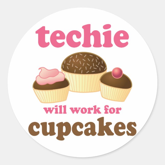 Niedliche Cupcake Techie Runder Aufkleber (Vorderseite)