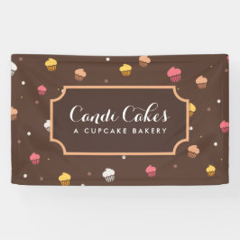 Niedliche Cupcakes Bäckerei Muster Brown Banner