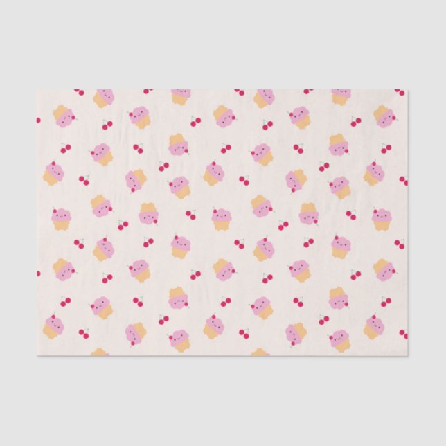 Niedliche Cupcakes/Cherries Seidenpapier (Vorderseite)