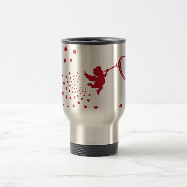 Niedliche Cupid & Hearts Travel Mug Reisebecher (Mittel)