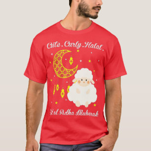 Niedliche Curly Halal Sheep Eid al-Adha Mubarak Mu T-Shirt