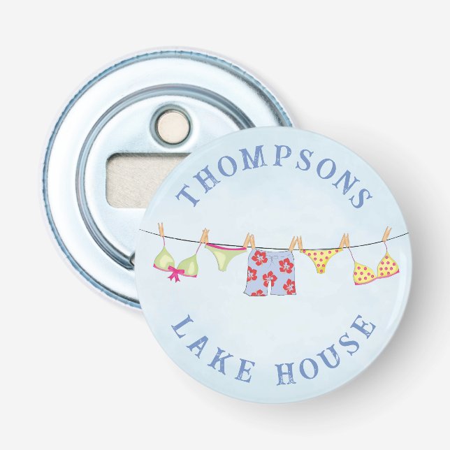 Niedliche Custom Family Whimsical Lake House Flaschenöffner (Vorderseite)