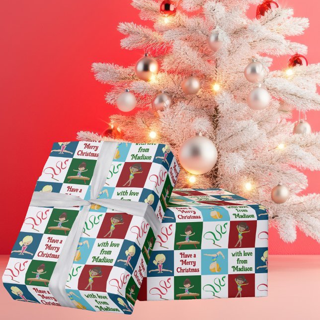 Niedliche Custom Frohe Weihnachtsgymnastik Girls Geschenkpapier (Von Creator hochgeladen)