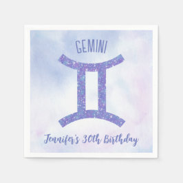Niedliche Custom Gemini Signatur Lila Geburtstagsp Serviette
