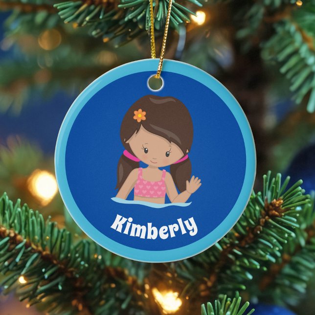 Niedliche Custom Girls Swim Team Weihnachten Keramik Ornament (Von Creator hochgeladen)