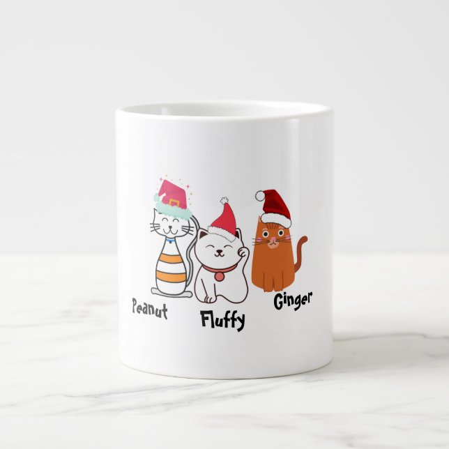 Niedliche Custom Kitty Cat Weihnachtsfeier Tasse (Vorderseite)
