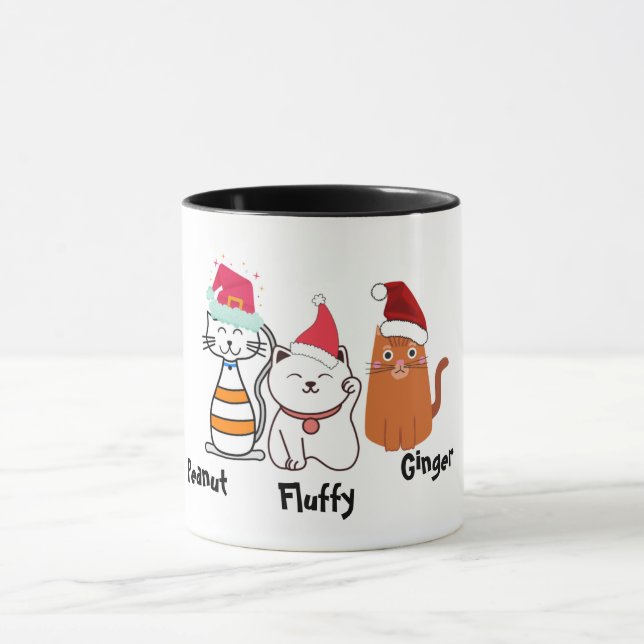 Niedliche Custom Kitty Cat Weihnachtsfeier Tasse (Zentrum)